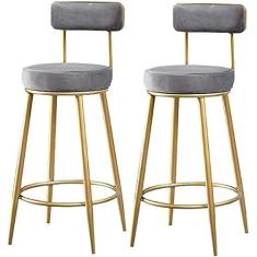 Imagem de Banqueta de bar de cozinha moderna Banqueta de veludo contemporânea estofada em altura de balcão com estrutura de metal durável e apoio para os pés de metal para barra de cozinha doméstica,