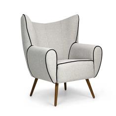 Imagem de Poltrona Kora Linho  B-157 Pés Palito Madeira - D'Rossi