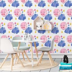 Imagem de Papel De Parede Adesivo Com Lua E Estrela N06141 Rl 0,58X3M