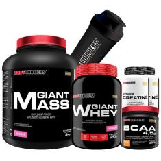 Imagem de KIT Hipercalórico Giant Mass 3kg +Giant Whey Protein 900g+BCAA 4.5 250g +2x Creatina 100g+Coq-BB-Unissex