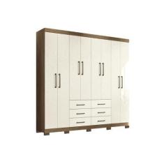 Imagem de Guarda Roupa Casal 8 Portas E 6 Gavetas C/ Pés Liverpool Jatoba/Areia
