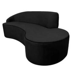 Imagem de Sofá Curvo Eron 2,10em Veludo Negro Braço Esquerdo- Larbelle - Larbell