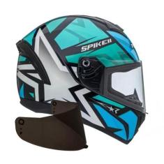 Imagem de Capacete Masculino Peels Spike Il 1 St Azul Tiffany Mais Viseira Fumê,