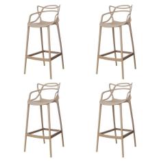 Imagem de Kit 4 Banquetas Allegra Nude Cozinha Bistrô Bancada
