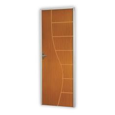 Imagem de Kit Porta de Madeira Decorada 212x85cm com Batente de Alumínio 3,6cm Cantareira MGM Mogno