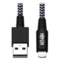 Imagem de Tripp Lite Cabo Lightning trançado – Cabo Lightning para USB (cabo Lightning certificado M/Apple, carregamento/sincronização, 3 metros, fibra de aramida, cinza, 2 anos de garantia (M100-010-HD)