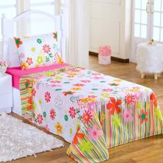 Kit Jogo de Cama Solteiro Infantil Menina Lilás Happy Day Lady 5