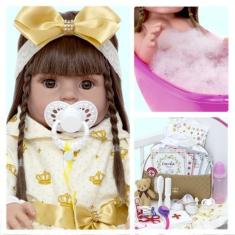 Imagem de Boneca Estilo Reborn Menina + Enxoval Completo - Cegonha Reborn Dolls