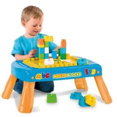 Imagem de Molto Blocks Mesinha Criativa Educativa Azul Baby Land 20 Blocos 8003