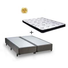 Imagem de Cama Box Bipartido Casal Cinza + Colchão Espuma D23 138x188x14