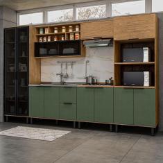 Imagem de Cozinha Completa Provence 11 Portas 2 Gavetas 100% Mdf Freijó/Jade - Panorama Móveis
