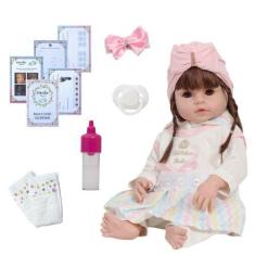 Imagem de Boneca Tipo Reborn Menina Princesa Valentina Pode Dar Banho - Cegonha