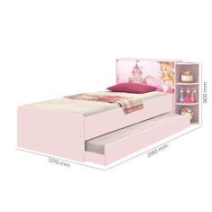 Imagem de Cama Baú Solteiro com Cama Auxiliar Liz Rosa