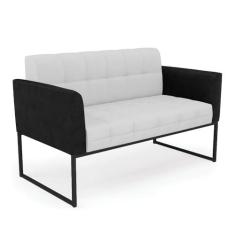 Imagem de Sofá Namoradeira 2 Lugares Base Industrial Preto Elisa Preto/Linho Cinza A05 D03 - D'Rossi