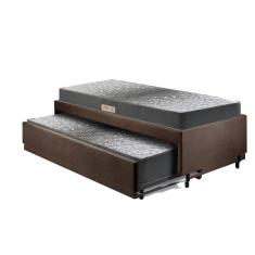 Imagem de Bicama Box Solteiro 88x188 Suede Marrom Com Dois Colchões De Espuma Dual Firm Ecoflex