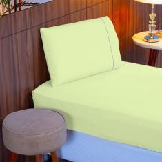 Imagem de Jogo De Lençol Solteiro 140 Fios Ponto Palito Verde Valle Enxovais 2 P