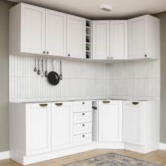 Imagem de Cozinha Modulada 8 Peças sem Tampo Arizona Cabecasa Madeiramadeira Branco