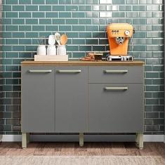 Imagem de Balcão Gabinete de Cozinha 3 Portas Versalhes Kits Paraná - Freijó/gris