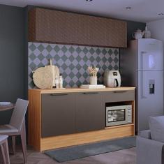 Imagem de Balcão de Cozinha 190 cm com 2 Portas Melissa Cinza com Freijó