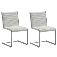 Imagem de Kit 2 Cadeiras Escritório Fixa Branca Sem Braços Prata