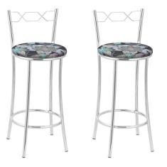 Imagem de Kit 2 Banquetas Cromadas Bc51-b E507 Cromado/Preto