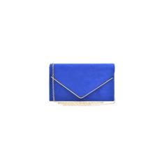 Imagem de JAMBHALA Bolsa Clutch de Flanela Vintage Feminina Cores Sólidas para Noite Combinam com Tudo (azul)