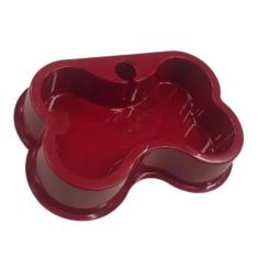 Imagem de Bebedor Bebedouro Pote Osso Pet Cão Gato Cachorro Vermelho