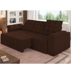 Imagem de Sofá 5 Lugares 260 Cm Retrátil Reclinável D26 Mola Brasil Suede Capucc