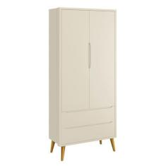 Imagem de Guarda-Roupa Retrô 2 Portas Théo New Areia Fosco Com Madeira - Moveisa