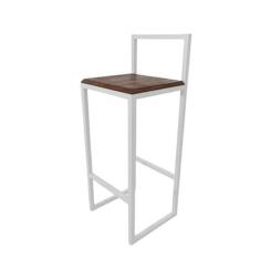 Imagem de Banqueta Alta Balcão Bistrô Industrial Branca Premium Madeira Imbuia