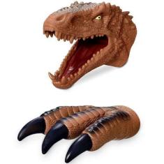 Imagem de Kit Fantoche Dinossauro T-Rex Marrom 2 Peças - Adijomar