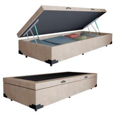 Imagem de Cama Box Baú Solteiro Suede Sereneprime Bege 88x188x44