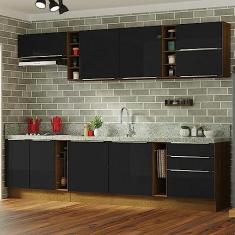 Imagem de Armário de Cozinha Completa 300cm Rustic/preto Lux da Sabrina Madesa