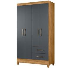 Imagem de Guarda Roupa Chile 103cm 4 Portas Freijó Cinza Moval