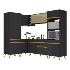 Imagem de Armário De Cozinha Completa De Canto Veneza Gb Multimóveis Mp2049 Pret