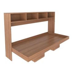 Imagem de Cama De Solteiro Com Estante Articilada195x121cm Amêndoa Tecno Mobili