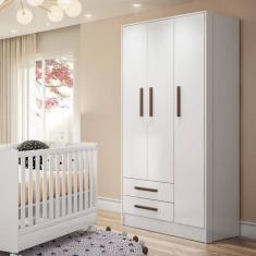 Imagem de Guarda Roupa De Bebê 3 Portas 2 Gavetas Qmovi Branco