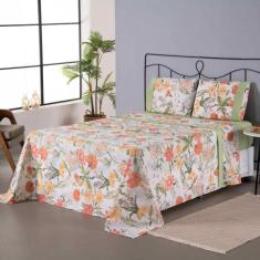 Imagem de Jogo De Lençol Completo Encantare Roupa De Cama Casal Padrão Percal 18