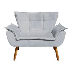 Imagem de Namoradeira Opala Suede Cinza P s Palito Castanho D'rossi