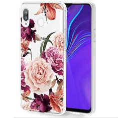 Imagem de sidande Capa para Galaxy A20, Capa para Galaxy A30 para meninas e mulheres, à prova de choque, transparente, floral, macia, flexível, TPU fina, capa protetora para celular para Samsung Galaxy