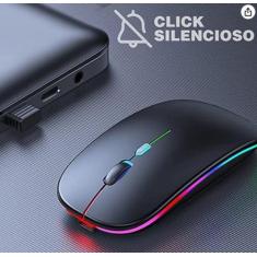 Imagem de Mouse Sem Fio Rgb Óptico 3200dpi Usb 2.4ghz Recarregável Computador No