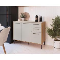 Imagem de Balcão para Cozinha 120cm 3 Portas 2 Gavetas Jade Freijo/arenas