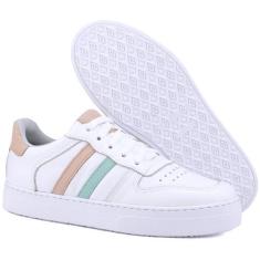 Imagem de Tênis Casual Mr. Gutt De Couro listras Branco, Branco, Nude, 37