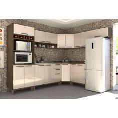 Imagem de Armário de Cozinha Completa de Canto com 8 Peças Sara Luciane Móveis