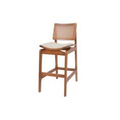 Imagem de Banqueta Madeira Maciça Com Assento Estofado E Telinha Megan Nozes - S