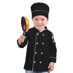 Imagem de Dólmã Chef de Cozinha Infantil Chapéu Mestre Cuca