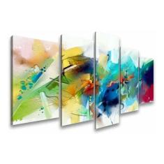 Imagem de Quadros Decorativos Sala Pintura Abstrata Ambiente Colorido
