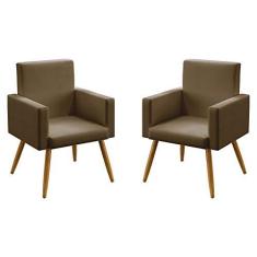 Imagem de Kit 2 Poltronas Vega Para Sala de Estar Sued Capuccino Aradecor