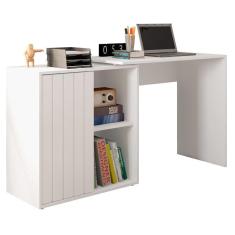 Imagem de Mesa Para Escritório Home Office 1 Porta Ripada Tech Branco Fosco Caemmun