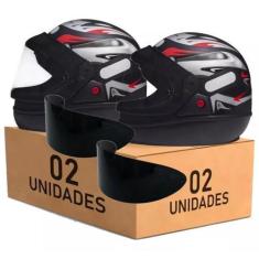 Imagem de Kit 2 Capacete San Marino Automático Grafic Preto Com Viseira Extra, P